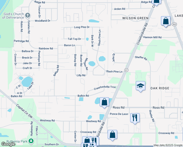 map of restaurants, bars, coffee shops, grocery stores, and more near 4408 Lost Pine Drive in Tallahassee