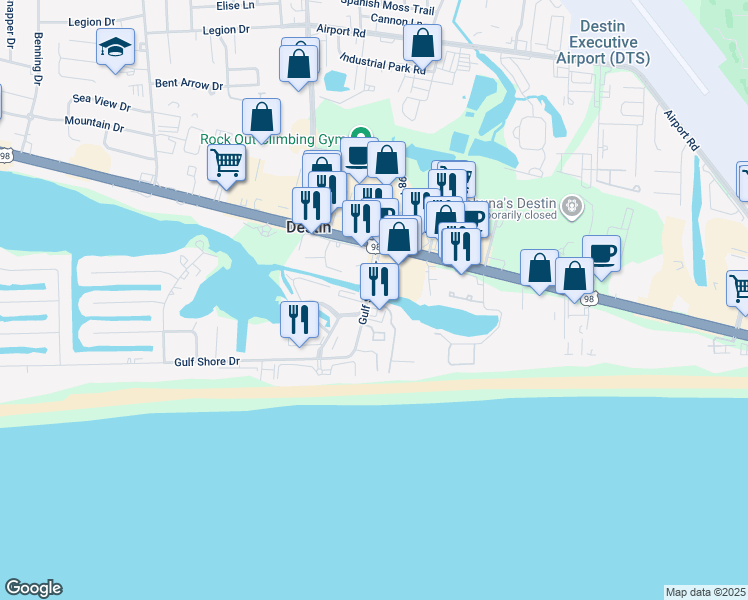 map of restaurants, bars, coffee shops, grocery stores, and more near 970 Gulf Shore Drive in Destin