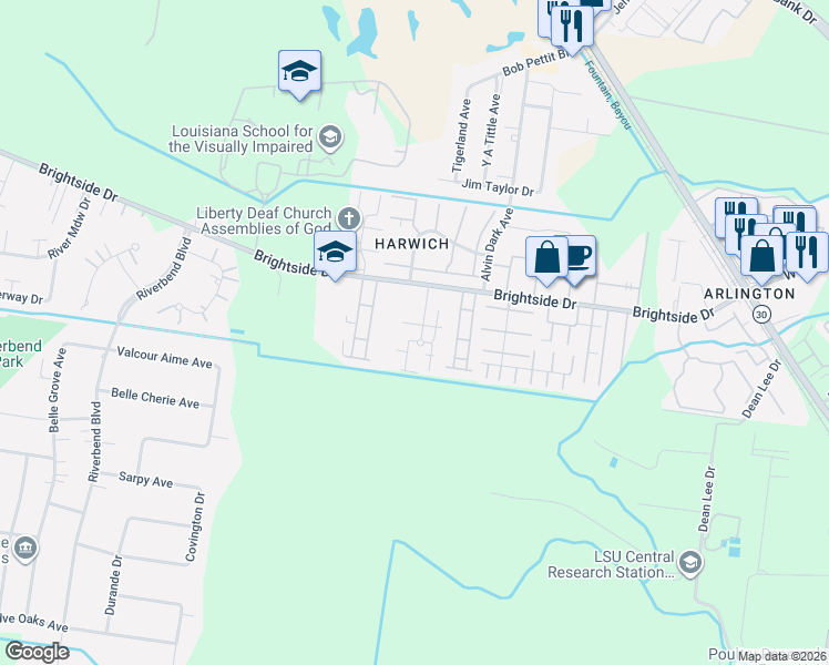 map of restaurants, bars, coffee shops, grocery stores, and more near 2259 Stonehenge Avenue in Baton Rouge