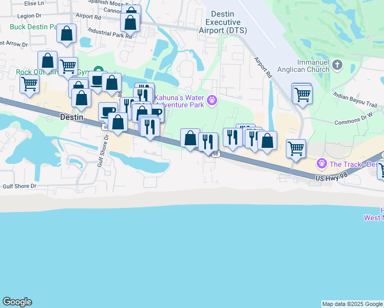 map of restaurants, bars, coffee shops, grocery stores, and more near 1000 U.S. 98 in Destin