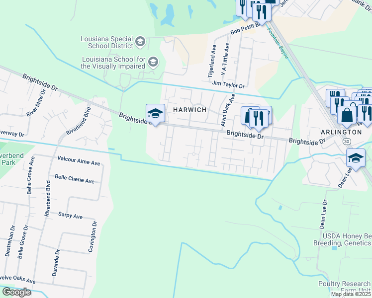 map of restaurants, bars, coffee shops, grocery stores, and more near 2259 Stonehenge Avenue in Baton Rouge