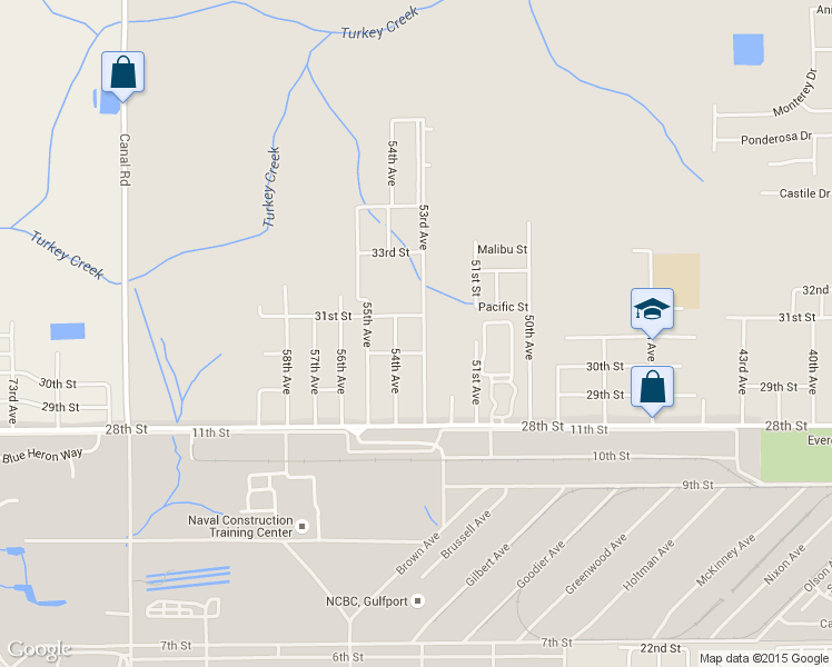 map of restaurants, bars, coffee shops, grocery stores, and more near 3015 53rd Avenue in Gulfport