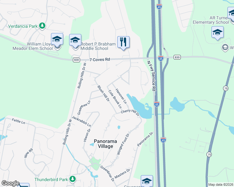 map of restaurants, bars, coffee shops, grocery stores, and more near 110 Hanover Lane in Conroe