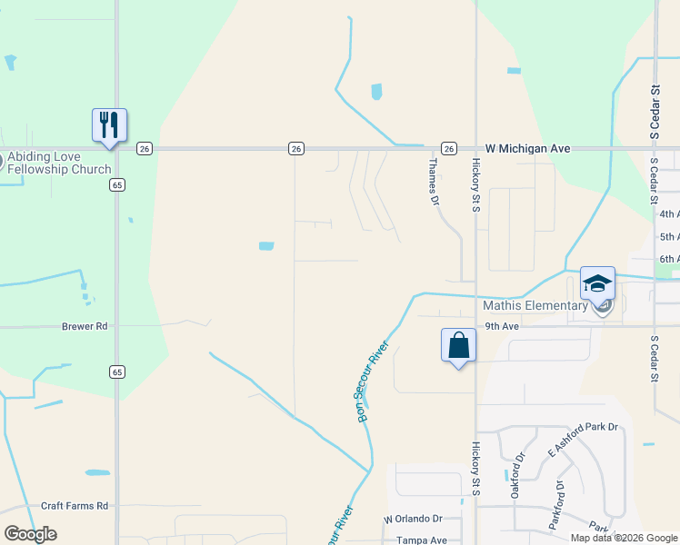 map of restaurants, bars, coffee shops, grocery stores, and more near 18608 Cape Fear Boulevard in Foley