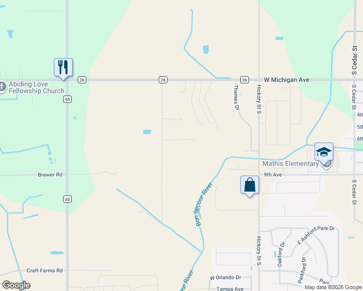 map of restaurants, bars, coffee shops, grocery stores, and more near 18608 Cape Fear Blvd in Foley