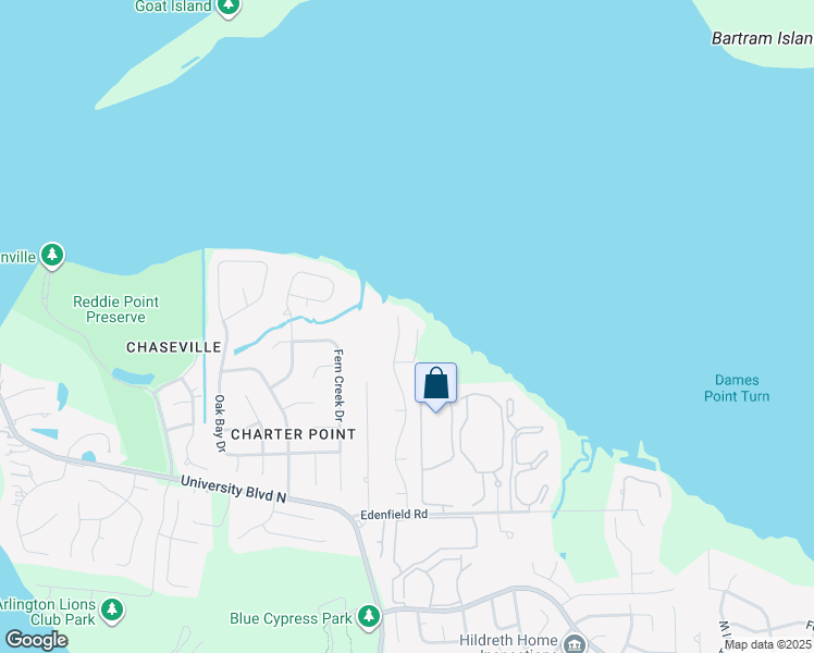 map of restaurants, bars, coffee shops, grocery stores, and more near 4551 Whispering Inlet Drive in Jacksonville