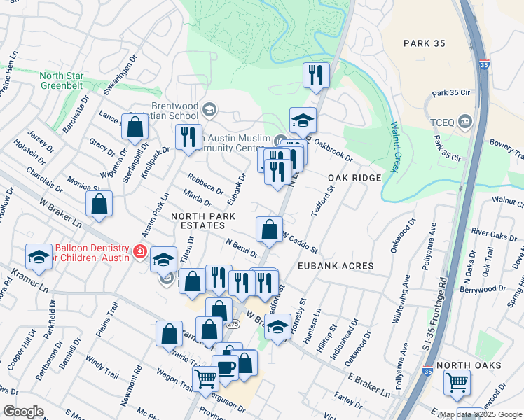 map of restaurants, bars, coffee shops, grocery stores, and more near in Austin