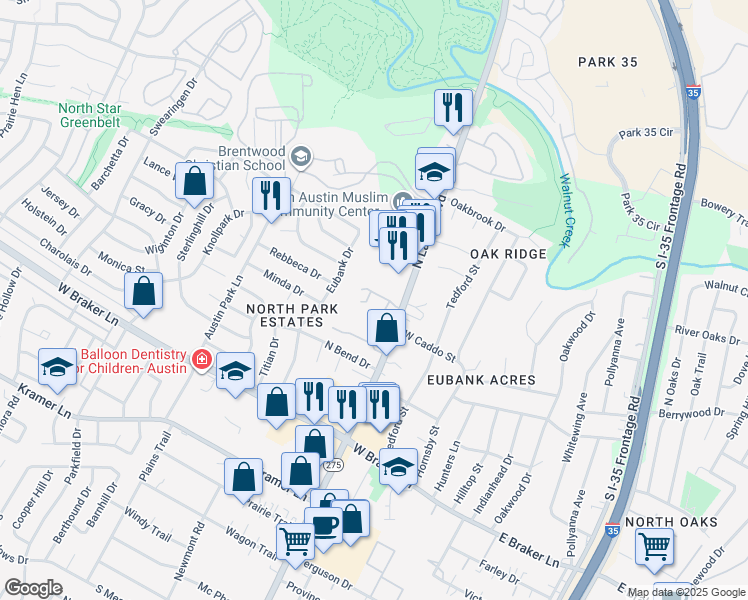 map of restaurants, bars, coffee shops, grocery stores, and more near in Austin