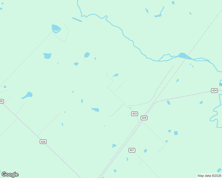 map of restaurants, bars, coffee shops, grocery stores, and more near County Road 433 in Dime Box