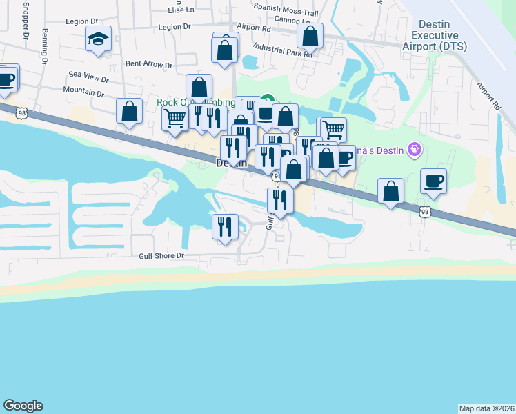 map of restaurants, bars, coffee shops, grocery stores, and more near 775 Gulf Shore Drive in Destin