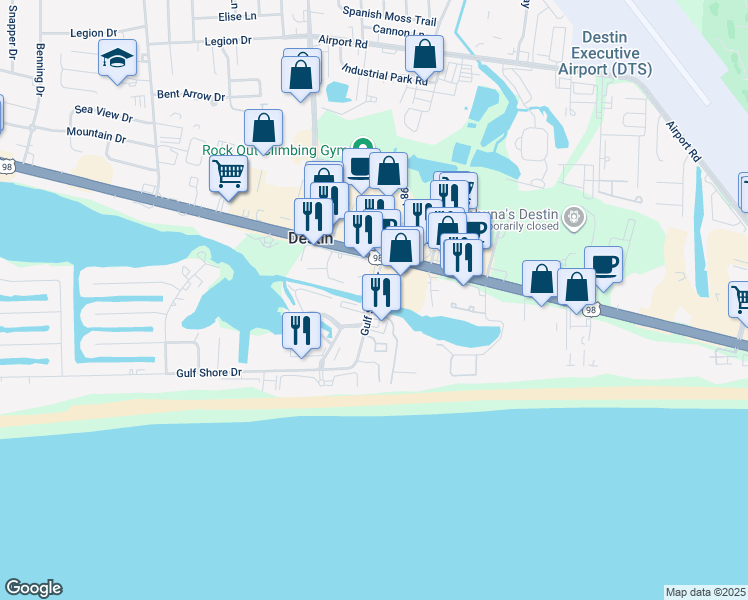 map of restaurants, bars, coffee shops, grocery stores, and more near 900 Gulf Shore Drive in Destin