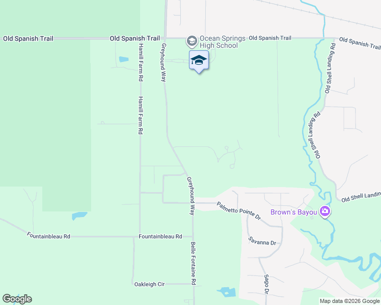 map of restaurants, bars, coffee shops, grocery stores, and more near 2900 Hamill Farm Road in Ocean Springs
