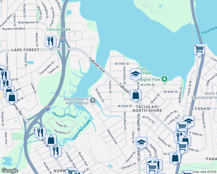 map of restaurants, bars, coffee shops, grocery stores, and more near 519 West 66th Street in Jacksonville