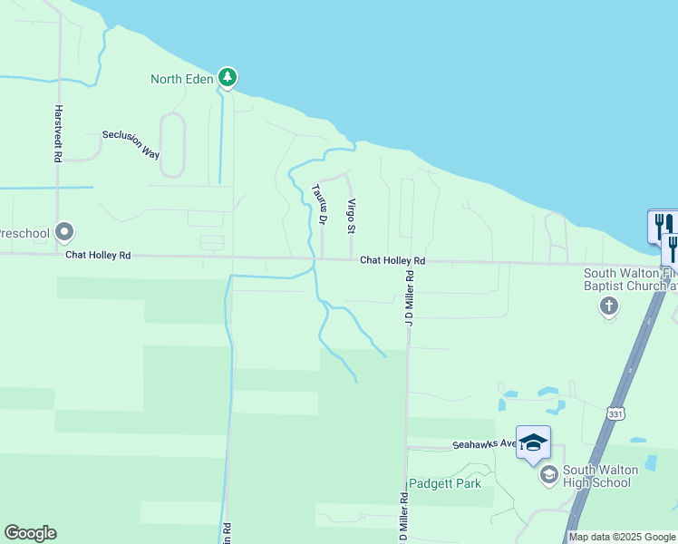 map of restaurants, bars, coffee shops, grocery stores, and more near 969 Chat Holly Road in Santa Rosa Beach