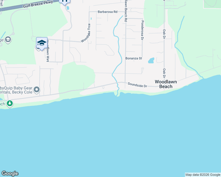 map of restaurants, bars, coffee shops, grocery stores, and more near 5259 Soundside Drive in Gulf Breeze