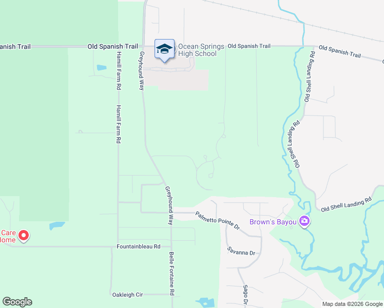 map of restaurants, bars, coffee shops, grocery stores, and more near 2900 Hamill Farm Road in Ocean Springs