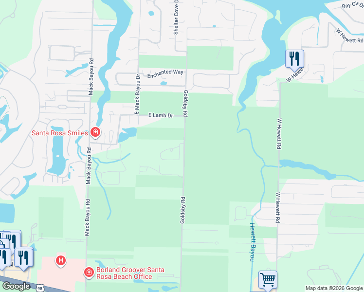 map of restaurants, bars, coffee shops, grocery stores, and more near 39 Rivercrest Circle in Santa Rosa Beach