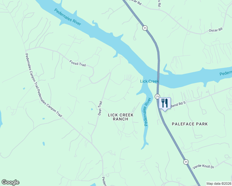 map of restaurants, bars, coffee shops, grocery stores, and more near 3708 Deer Trail in Spicewood
