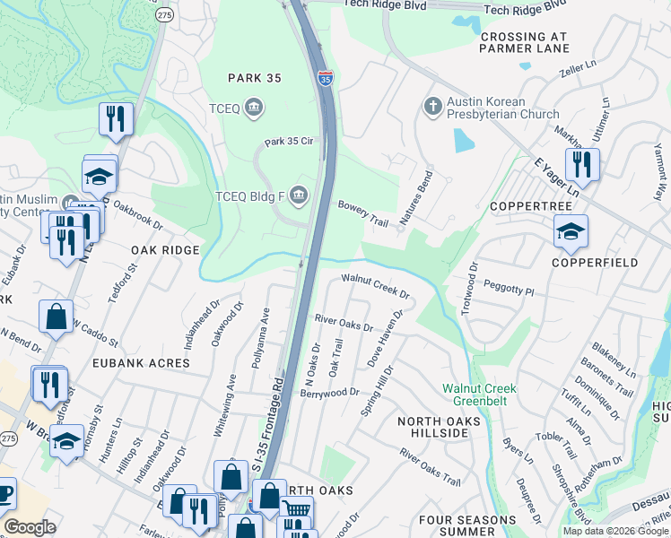 map of restaurants, bars, coffee shops, grocery stores, and more near in Austin