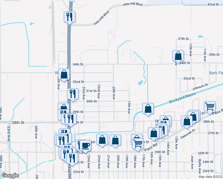 map of restaurants, bars, coffee shops, grocery stores, and more near 3110 20th Avenue in Gulfport