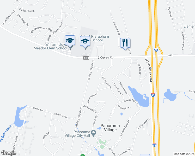 map of restaurants, bars, coffee shops, grocery stores, and more near 126 Coral Court in Conroe