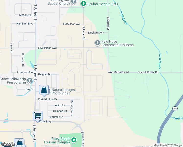 map of restaurants, bars, coffee shops, grocery stores, and more near 1174 Pheasant Circle in Foley