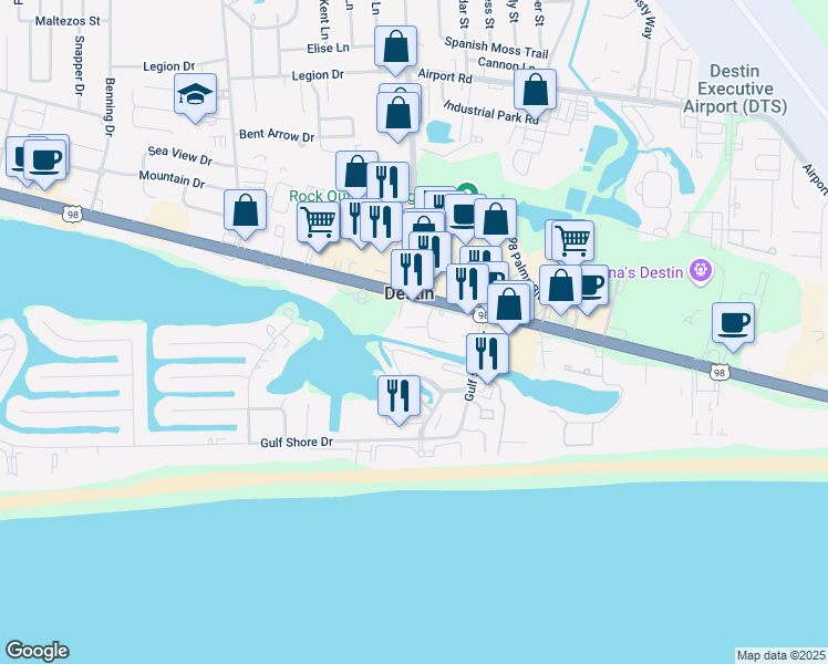 map of restaurants, bars, coffee shops, grocery stores, and more near 775 Gulf Shore Drive in Destin