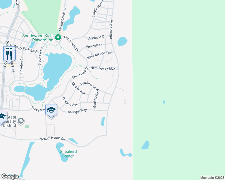 map of restaurants, bars, coffee shops, grocery stores, and more near 4073 Faulkner Ln in Tallahassee