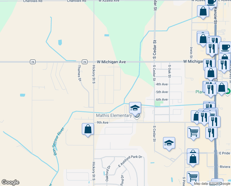 map of restaurants, bars, coffee shops, grocery stores, and more near 1388 Fenton Circle in Foley