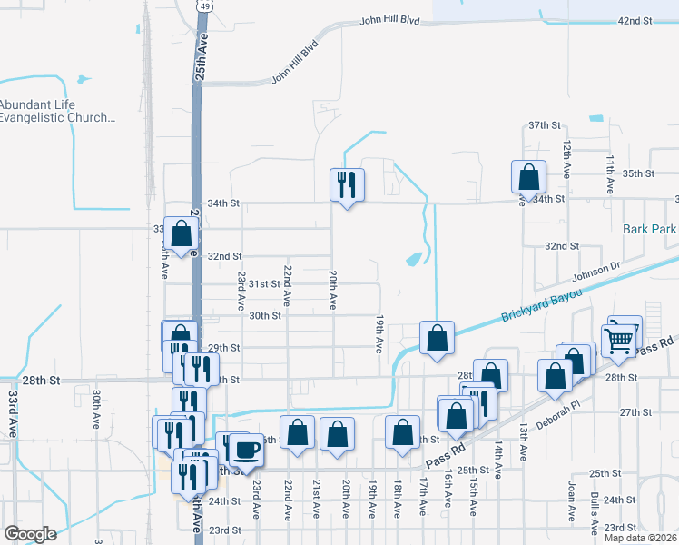map of restaurants, bars, coffee shops, grocery stores, and more near 3110 20th Avenue in Gulfport