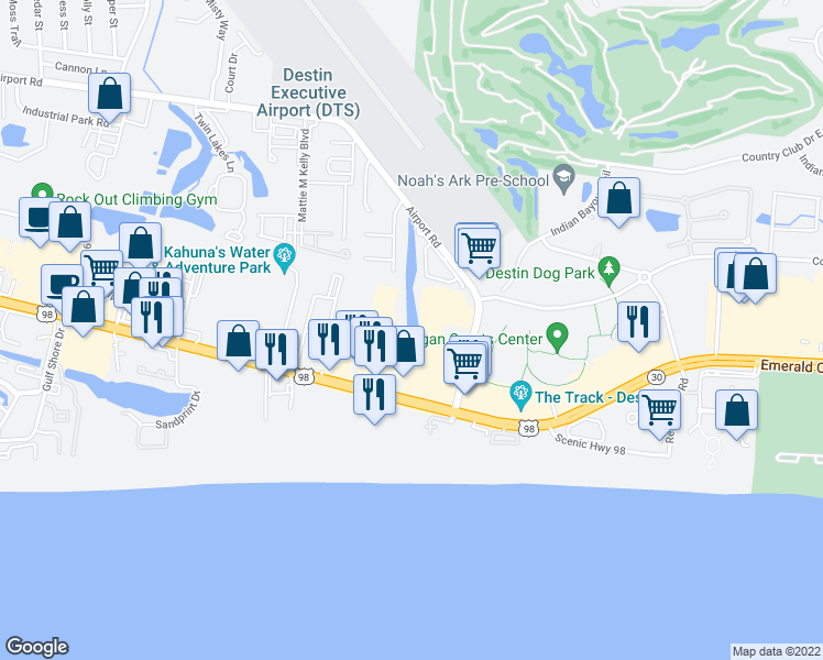 map of restaurants, bars, coffee shops, grocery stores, and more near 4000 Gulf Terrace Drive in Destin