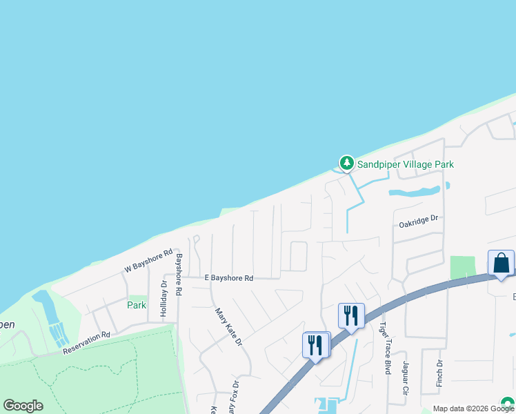 map of restaurants, bars, coffee shops, grocery stores, and more near 1388 Windsor Park Road in Gulf Breeze