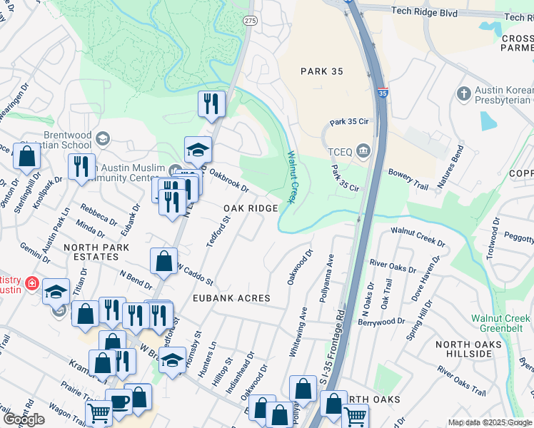 map of restaurants, bars, coffee shops, grocery stores, and more near 11923 Rennalee Loop in Austin