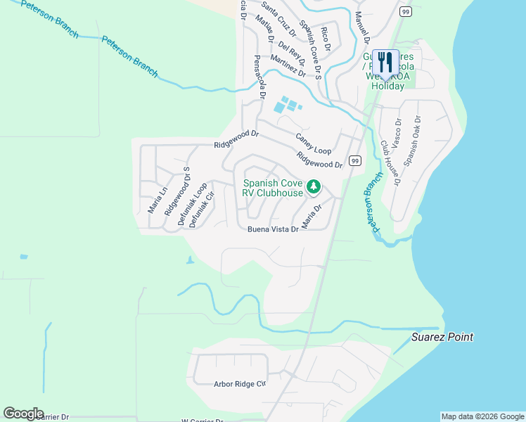 map of restaurants, bars, coffee shops, grocery stores, and more near 560 Escambia Loop in Lillian