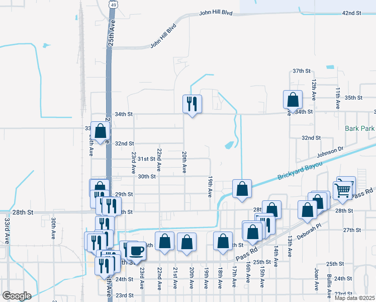 map of restaurants, bars, coffee shops, grocery stores, and more near 3110 20th Avenue in Gulfport