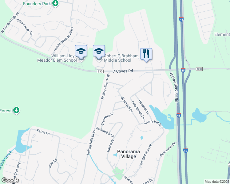 map of restaurants, bars, coffee shops, grocery stores, and more near 126 Coral Court in Conroe