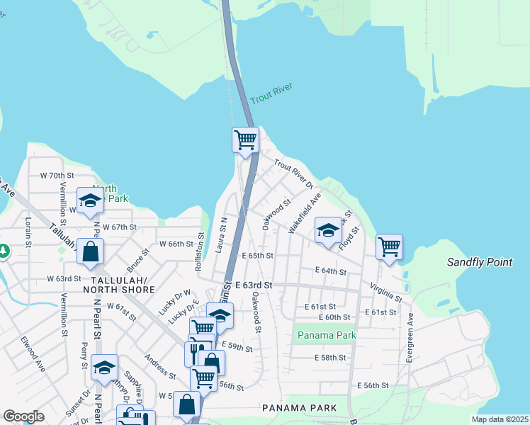 map of restaurants, bars, coffee shops, grocery stores, and more near 129 Lawton Avenue in Jacksonville