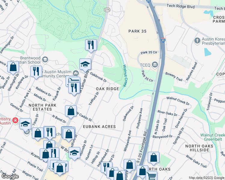 map of restaurants, bars, coffee shops, grocery stores, and more near 11923 Rennalee Loop in Austin
