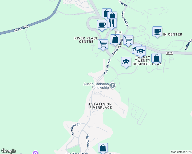 map of restaurants, bars, coffee shops, grocery stores, and more near 10804 Enclave Vista Cove in Austin