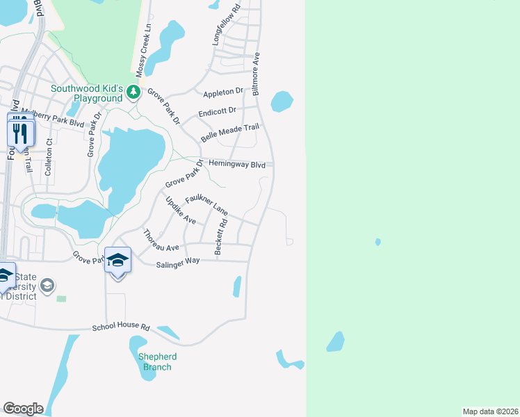 map of restaurants, bars, coffee shops, grocery stores, and more near 4073 Faulkner Ln in Tallahassee