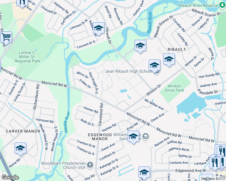 map of restaurants, bars, coffee shops, grocery stores, and more near 4165 Lorenzo Ct in Jacksonville