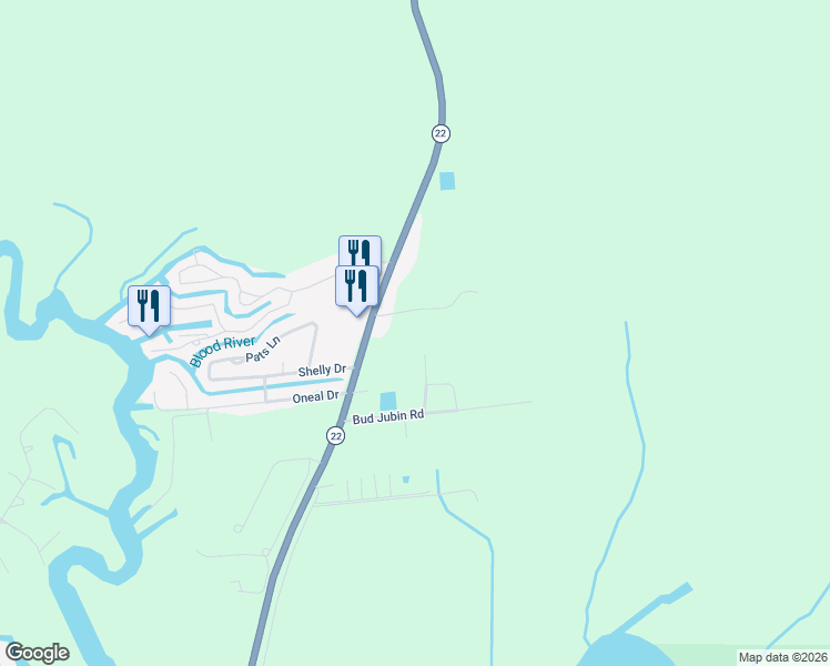 map of restaurants, bars, coffee shops, grocery stores, and more near 30132 Louisiana 22 in Springfield
