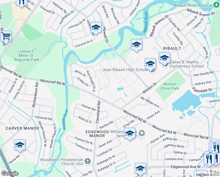 map of restaurants, bars, coffee shops, grocery stores, and more near 4165 Lorenzo Court in Jacksonville