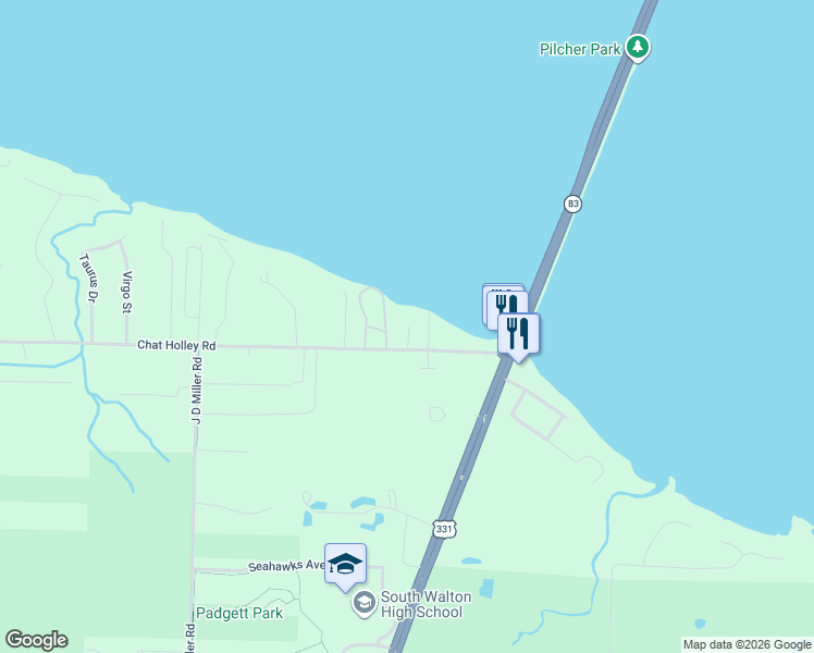 map of restaurants, bars, coffee shops, grocery stores, and more near 49 Bay Oak Street in Santa Rosa Beach