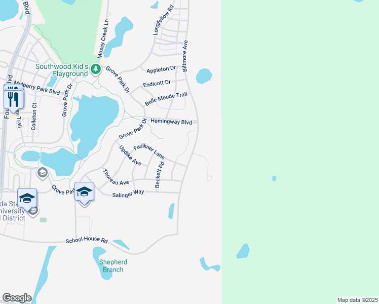map of restaurants, bars, coffee shops, grocery stores, and more near 4073 Faulkner Ln in Tallahassee