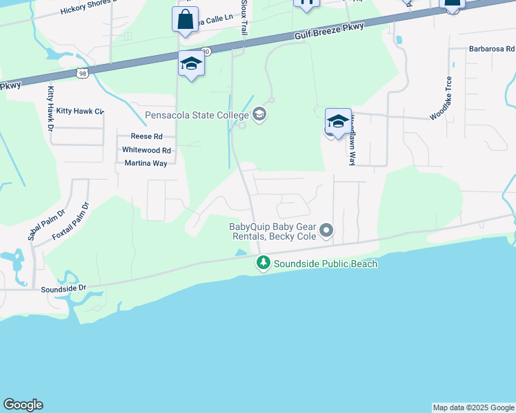map of restaurants, bars, coffee shops, grocery stores, and more near 1436 Nantahala Beach Road in Gulf Breeze