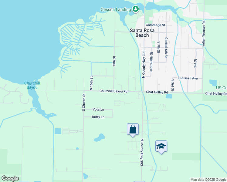map of restaurants, bars, coffee shops, grocery stores, and more near 0 13th Street in Santa Rosa Beach