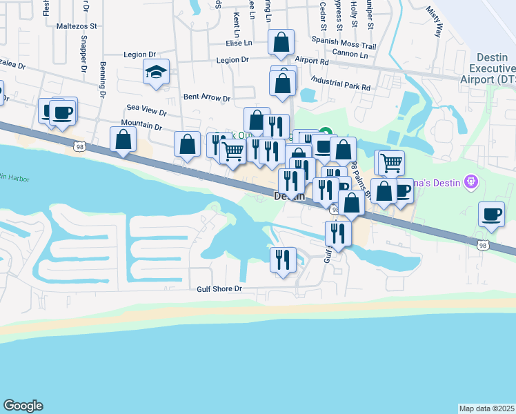 map of restaurants, bars, coffee shops, grocery stores, and more near 770 Florida 30 in Destin