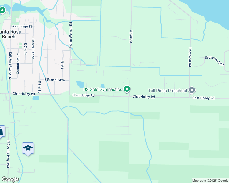 map of restaurants, bars, coffee shops, grocery stores, and more near 2432 Chat Holly Road in Santa Rosa Beach