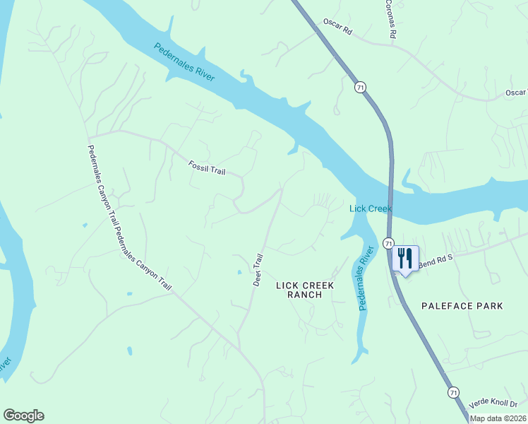 map of restaurants, bars, coffee shops, grocery stores, and more near 3708 Deer Trail in Spicewood